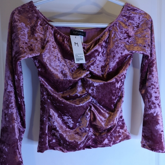 Pink Velvet party off shoulder crop top - Picture 3 of 3